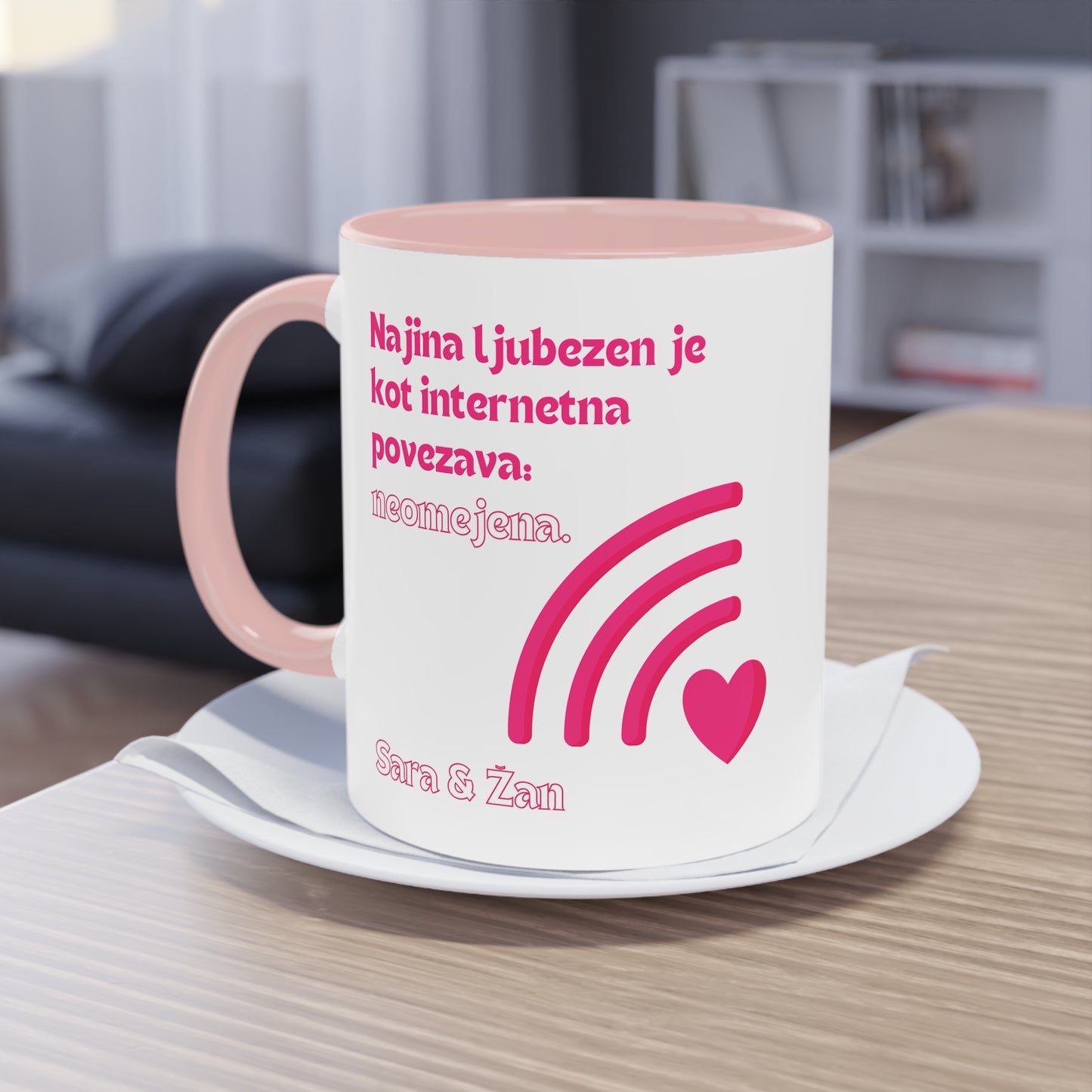 Personalizirana skodelica "Najina Ljubezen je kot Internetna Povezava. Neomejena"