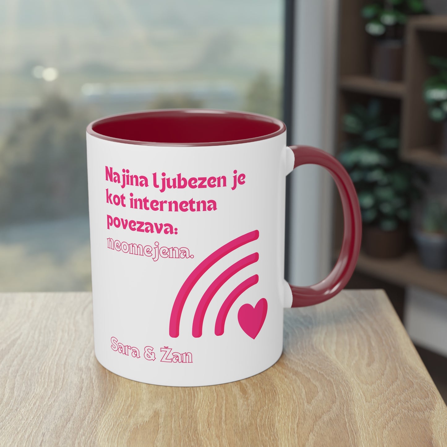 Personalizirana skodelica "Najina Ljubezen je kot Internetna Povezava. Neomejena"